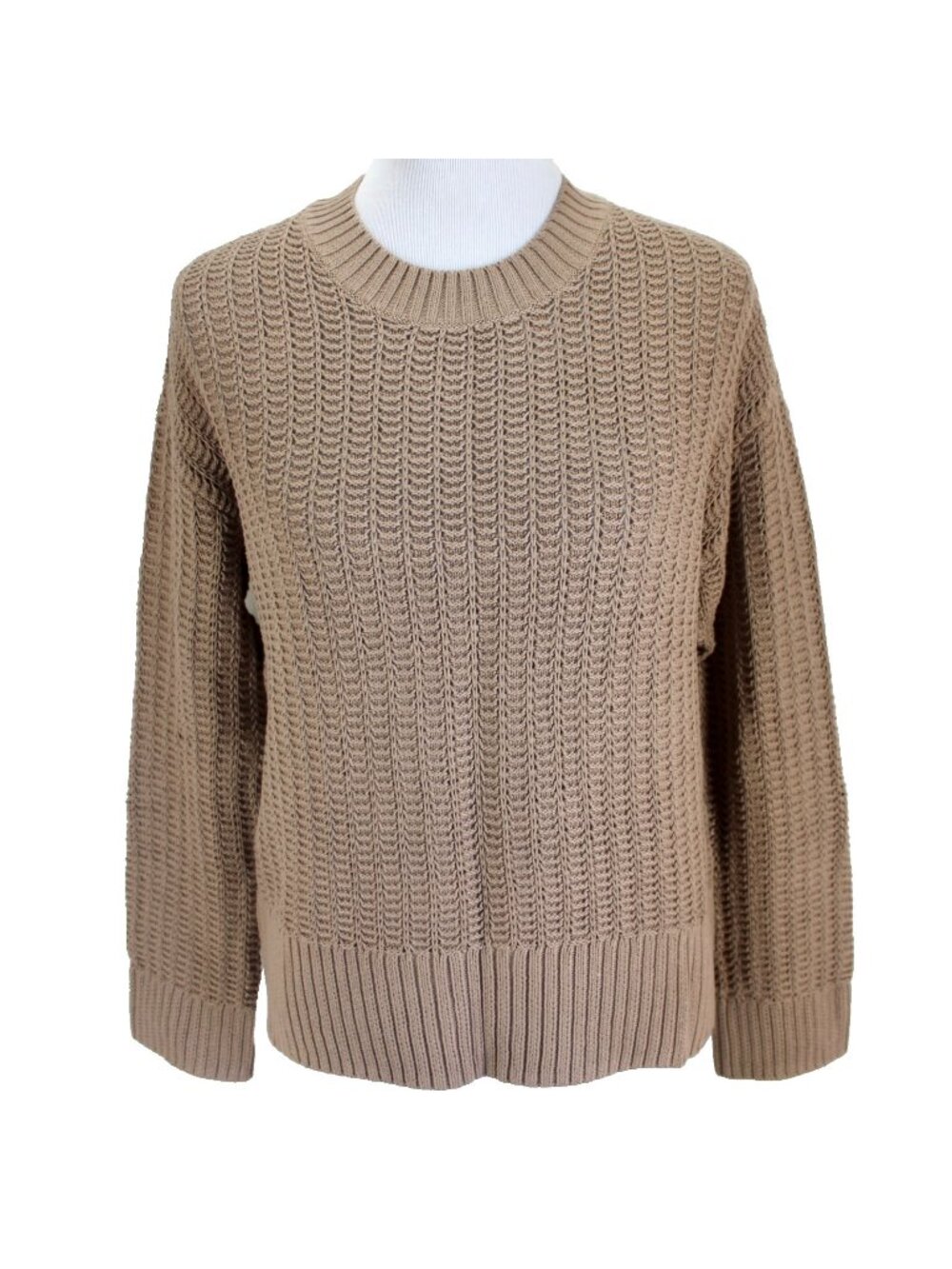 Haven Well Within Organic Cotton Sweater Womens Sz M Brown Open Stitch Pullover